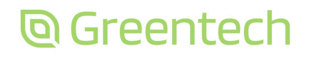 Logo of Greentech featuring a stylized green leaf design next to the word Greentech in green letters.