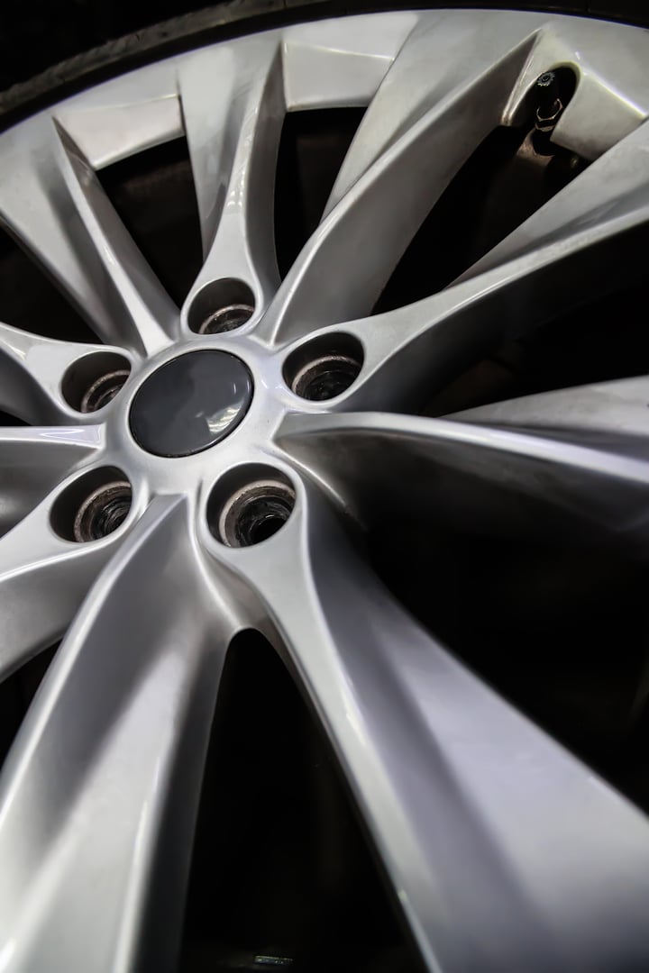 Car alloy wheel close-up detail