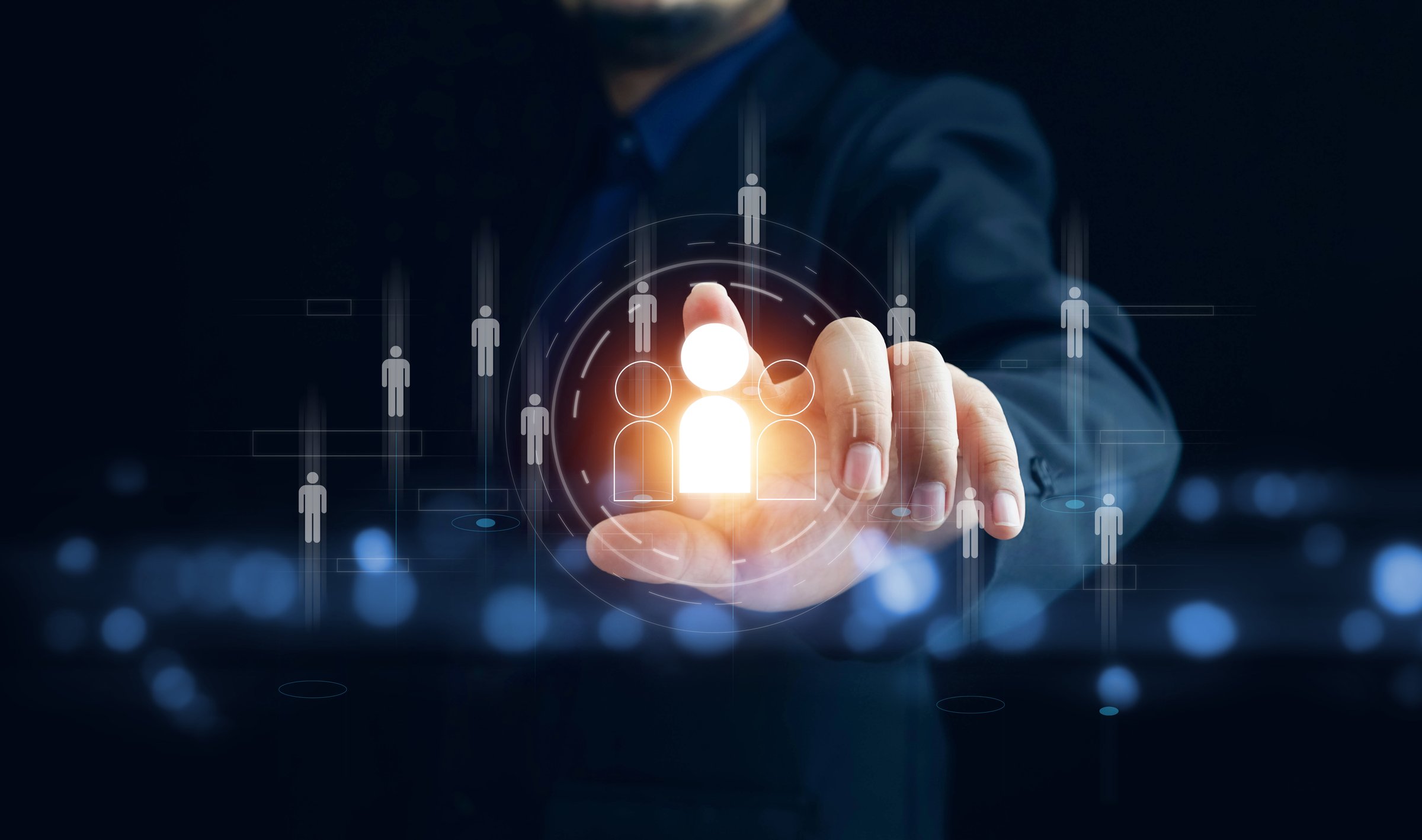 Customer care, care for employees, Customer Relationship Management, Businessman use tablet with global structure customer network technology, customer service,social media. digital marketing online.