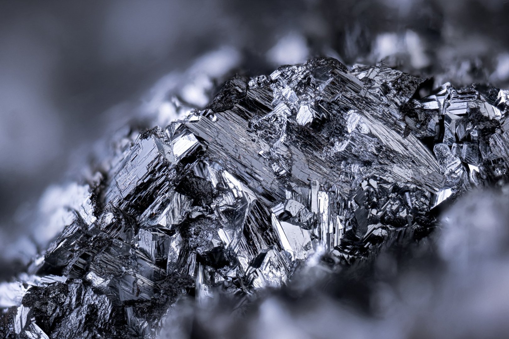 Manganite. Specimen from Manganese deposit, Ilfed, Germany. Micro photography extreme close-up. microscope mineral crystal photography for Scientific use.