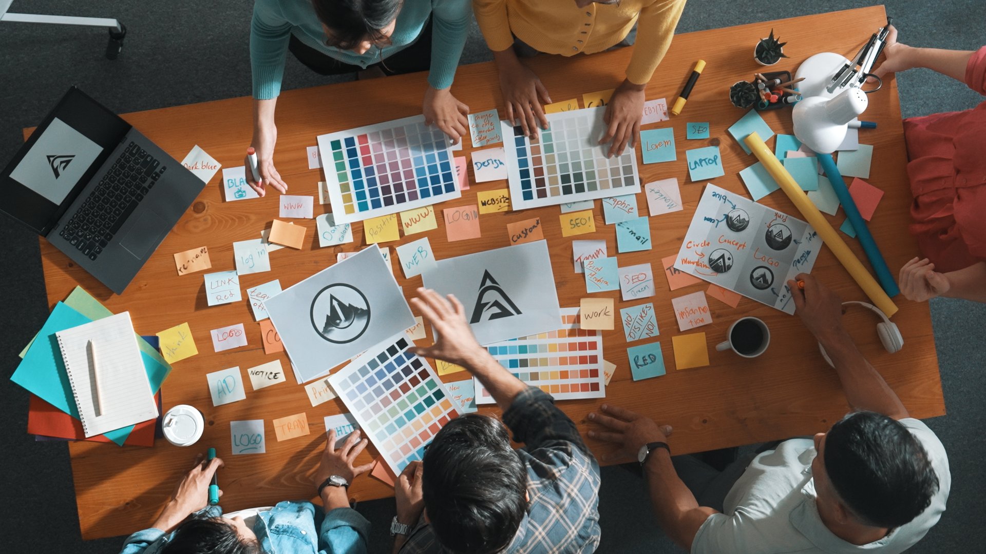 Creative business team collaborating on digital marketing strategies