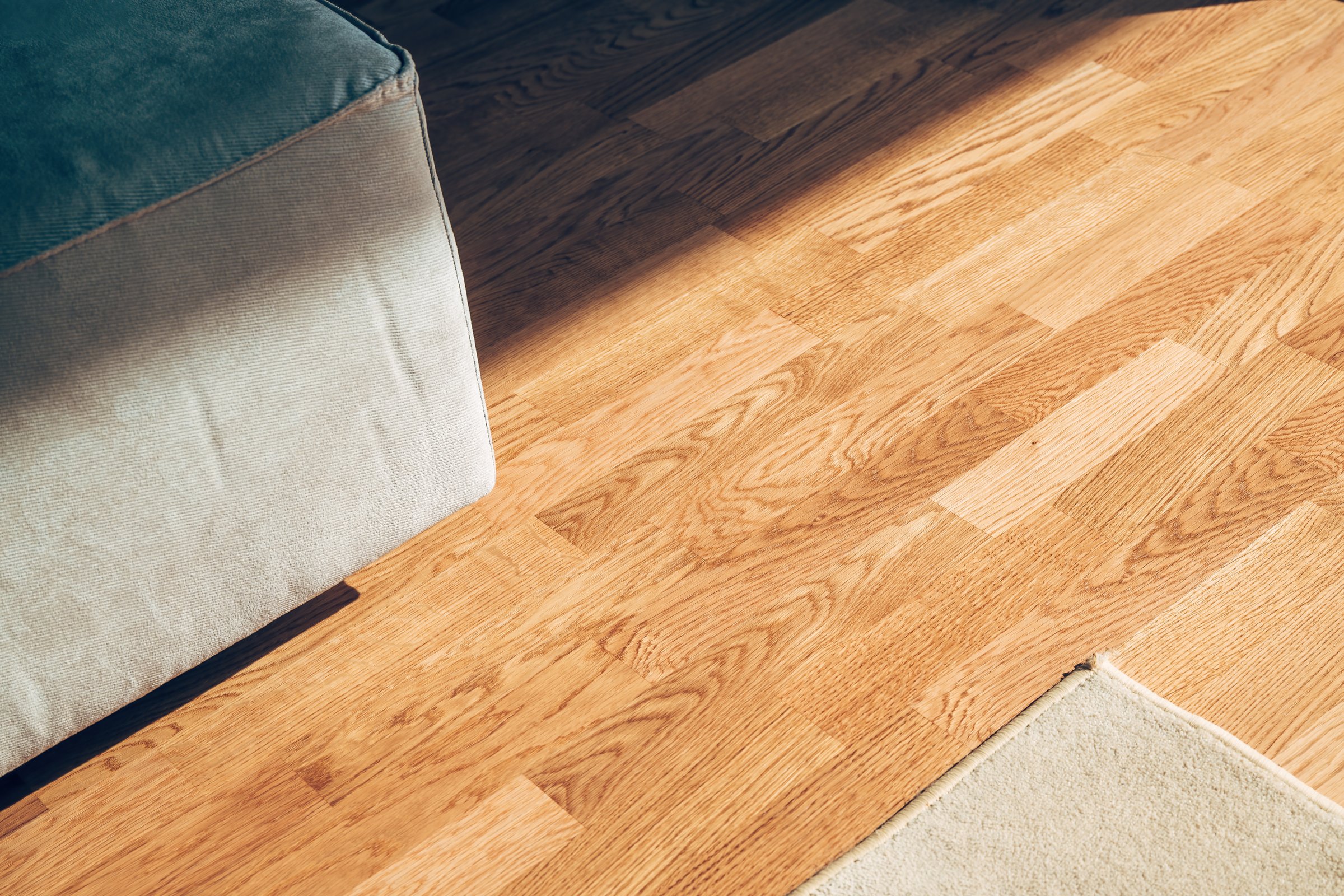 Dated hardwood flooring but good condition