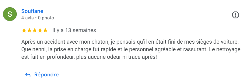 Avis client Google - Service de nettoyage professionnel