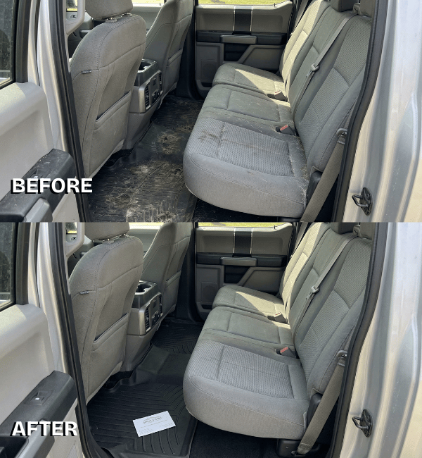 Before and after car detailing transformation