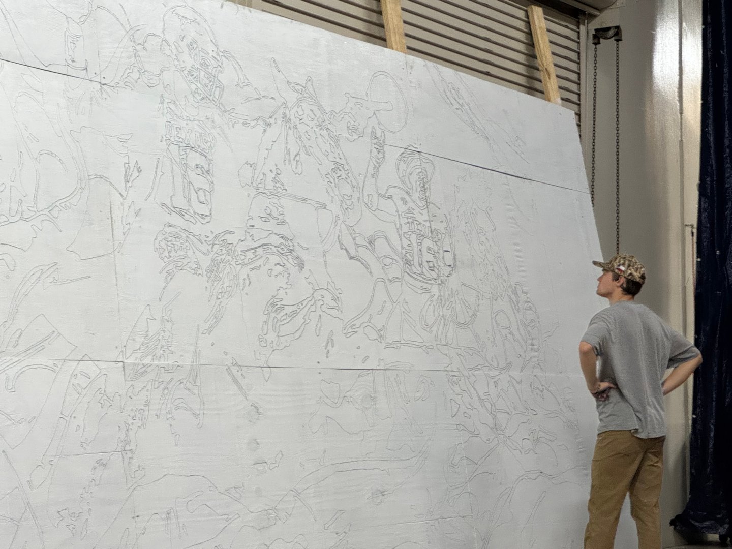 Arch Manning Mural Process Photo 3