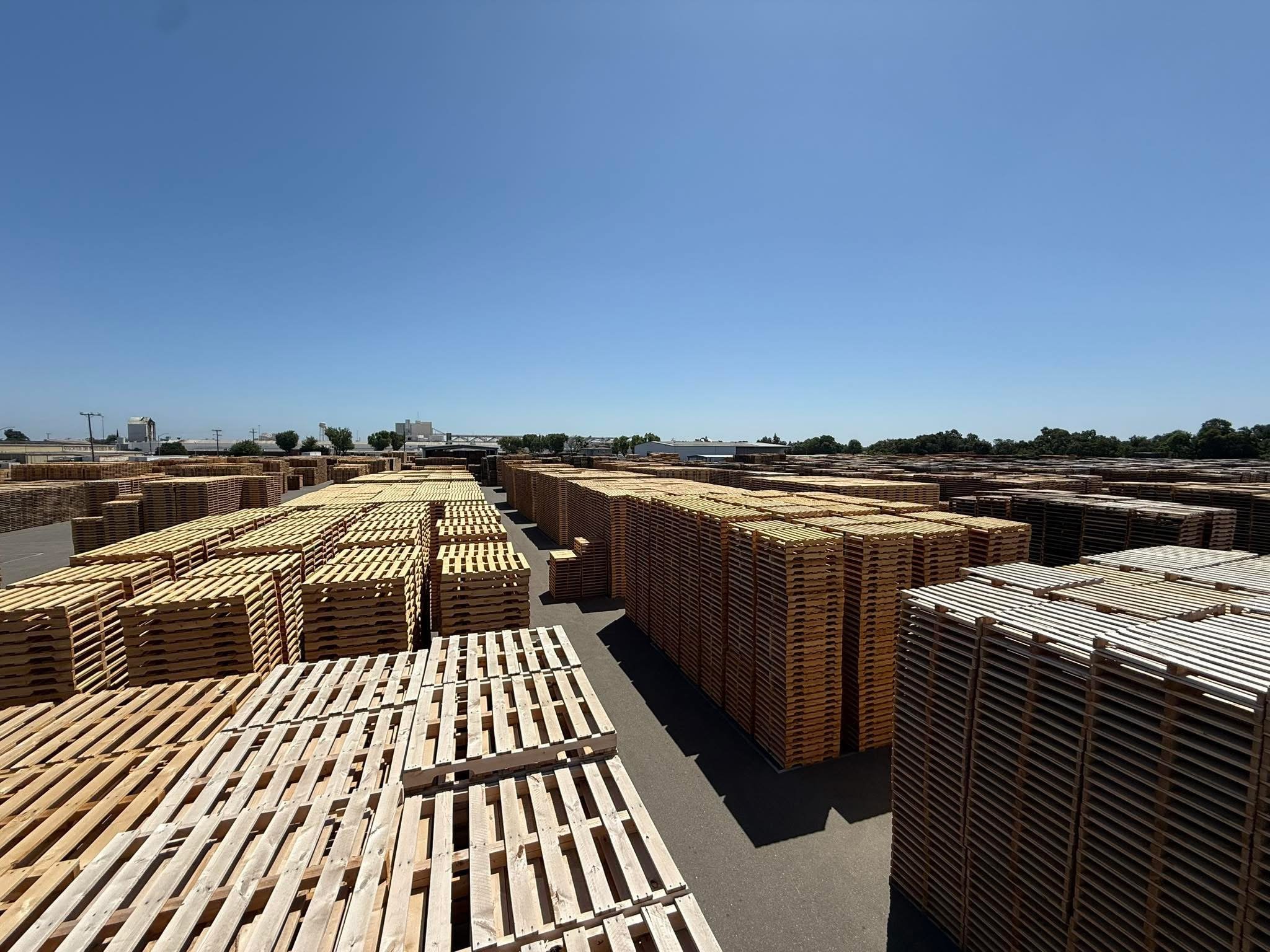 Stacked wooden pallets
