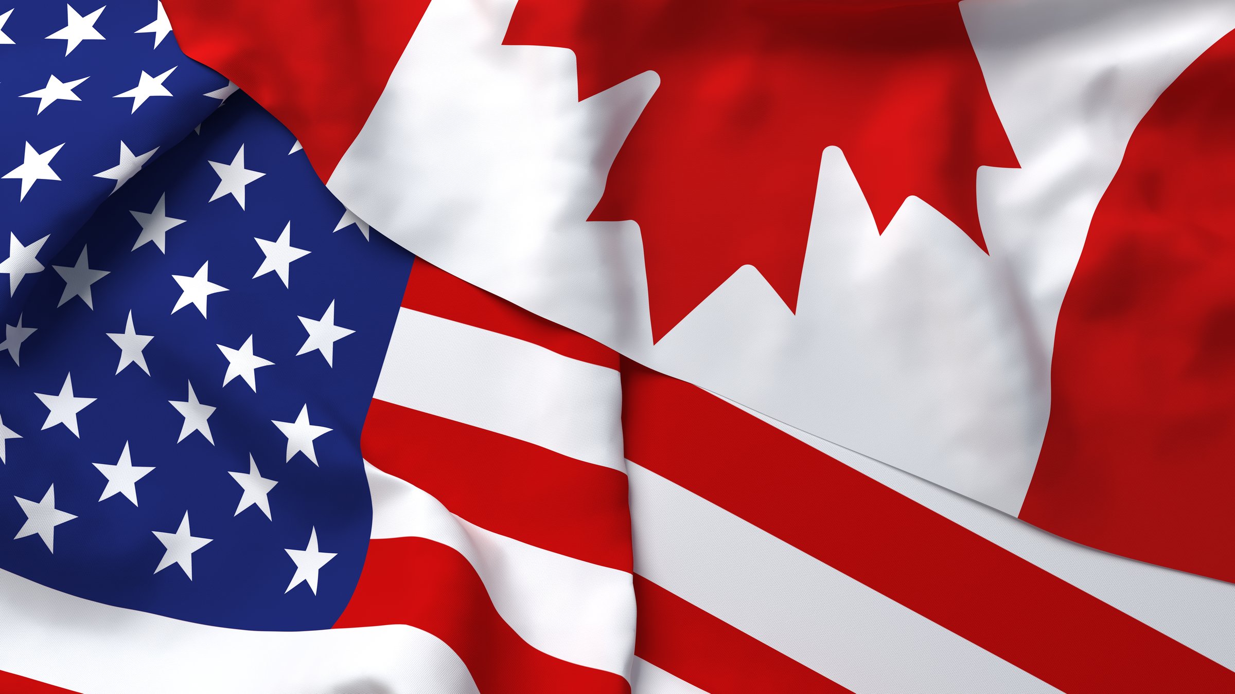 USA America Canada Flag Country Closeup 3D Rendering with fabric silk cotton polyester texture for background banner