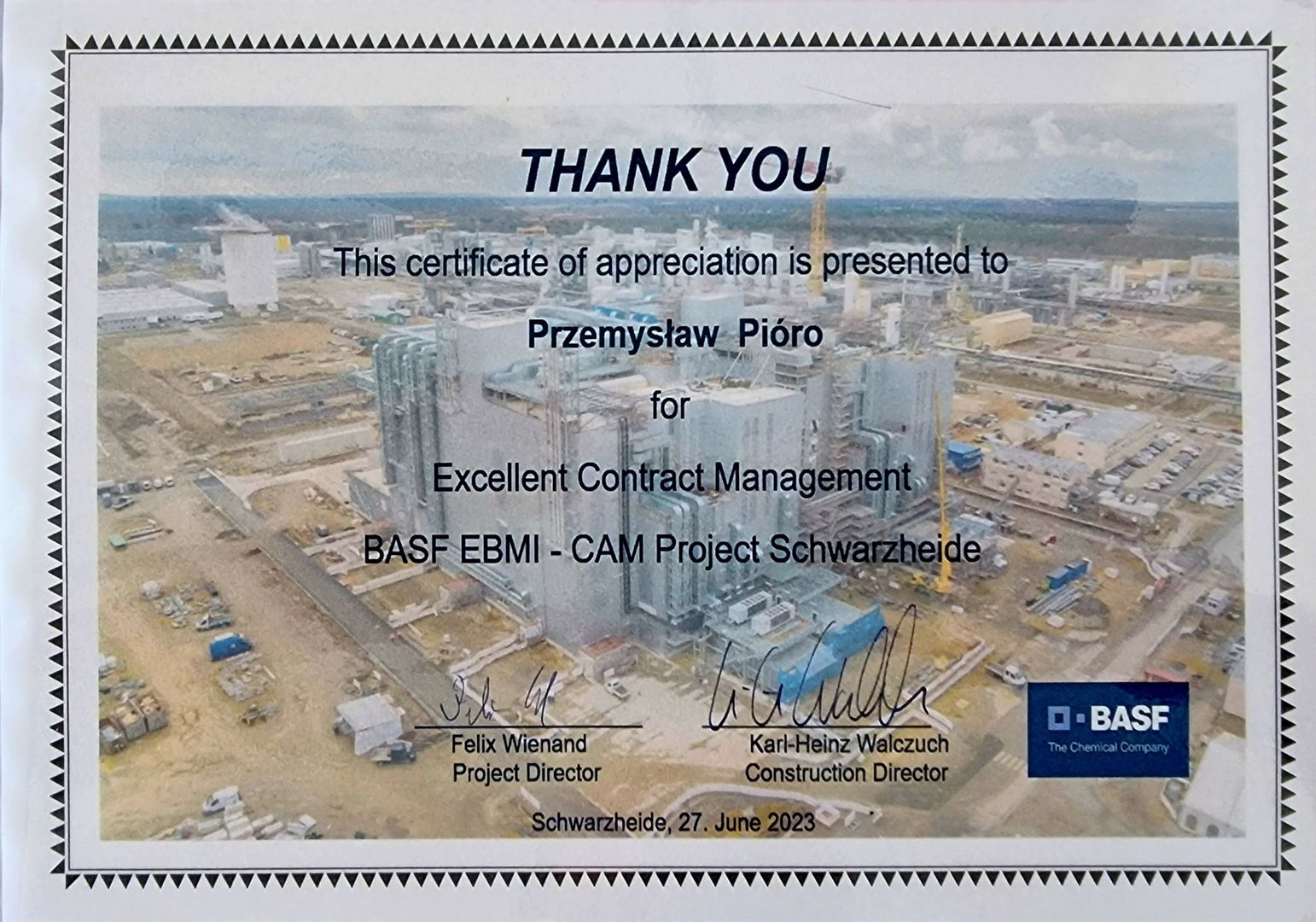 Podziękowanie od BASF