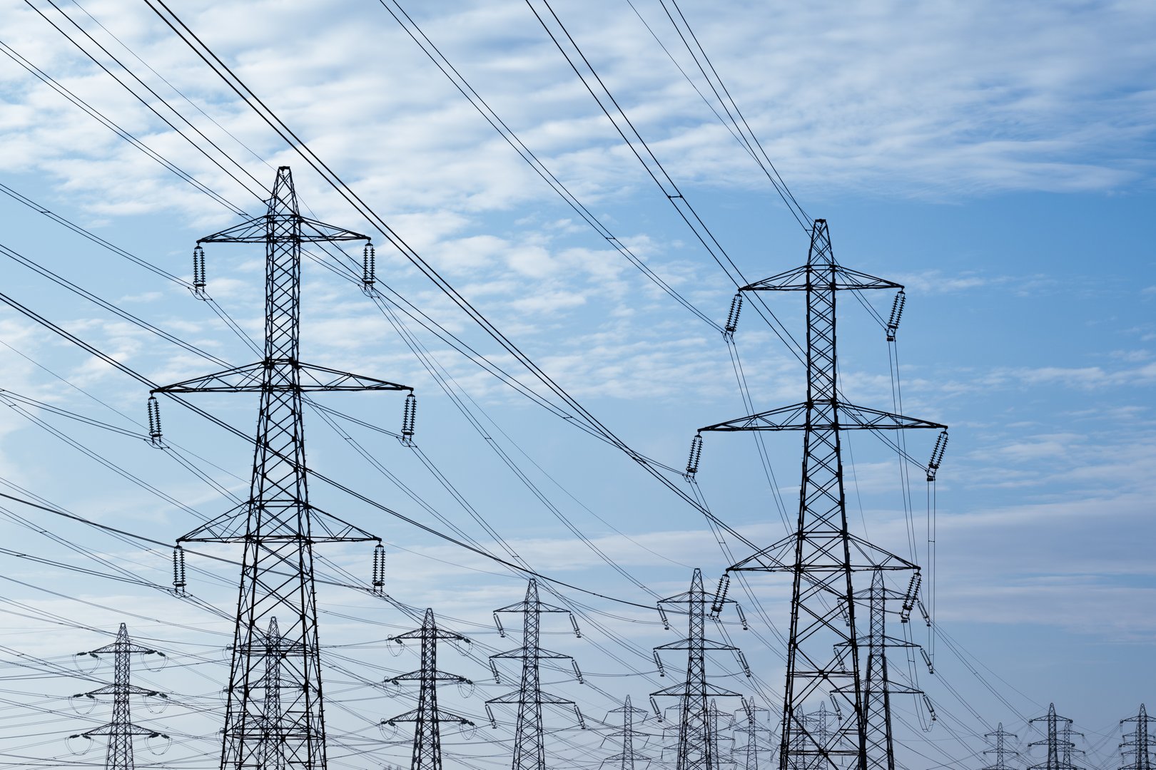 Electric pylons on a high-voltage network in France