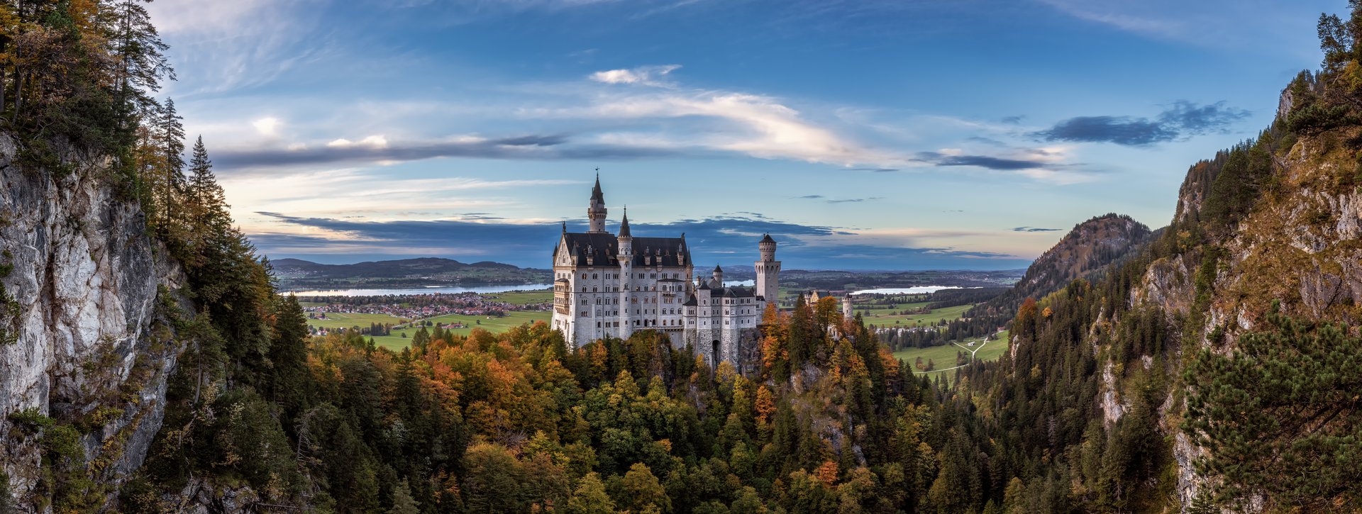The fairytale Castle Neuschwanstein is a popular sight in Germany. The castle in Hohenschwangau in Bavaria was built by order of King Ludwig II and the inspiration for the Disney Cinderella castle, and It is the most photographed motif in Germany.
