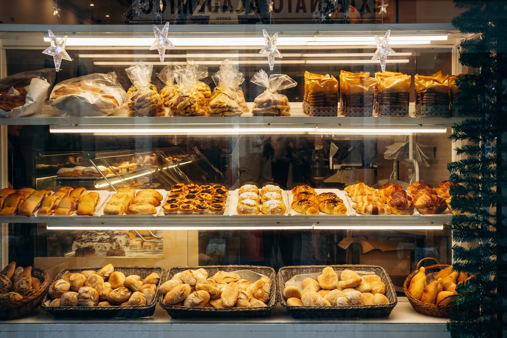 Traditional pastries and desserts in a bakery in the center of Porto, showcasing Portuguese culinary heritage