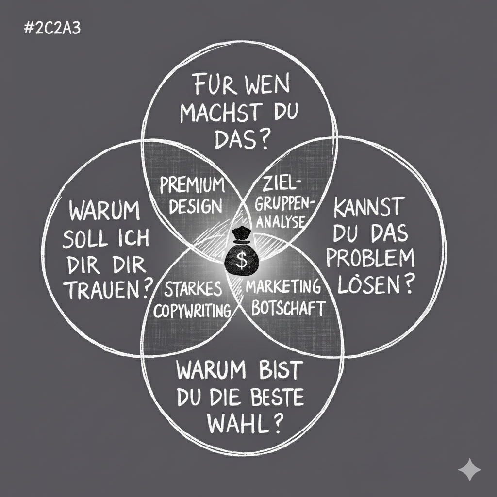 Reich & Schön Webseiten-Formel - 5 Schritte Prozess Visualisierung