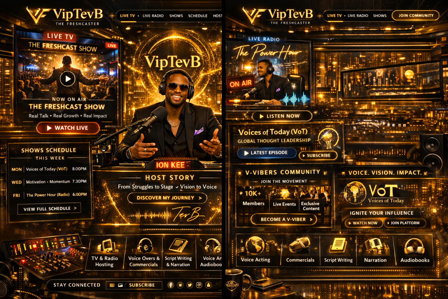 VipTevB - The Freshcaster in broadcast studio