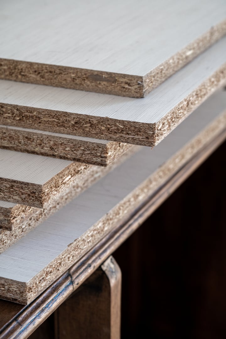 White melamine plates with laser cut texture.