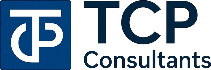 Logo of TCP Consultants featuring stylized letters TP in a square next to the words TCP Consultants.