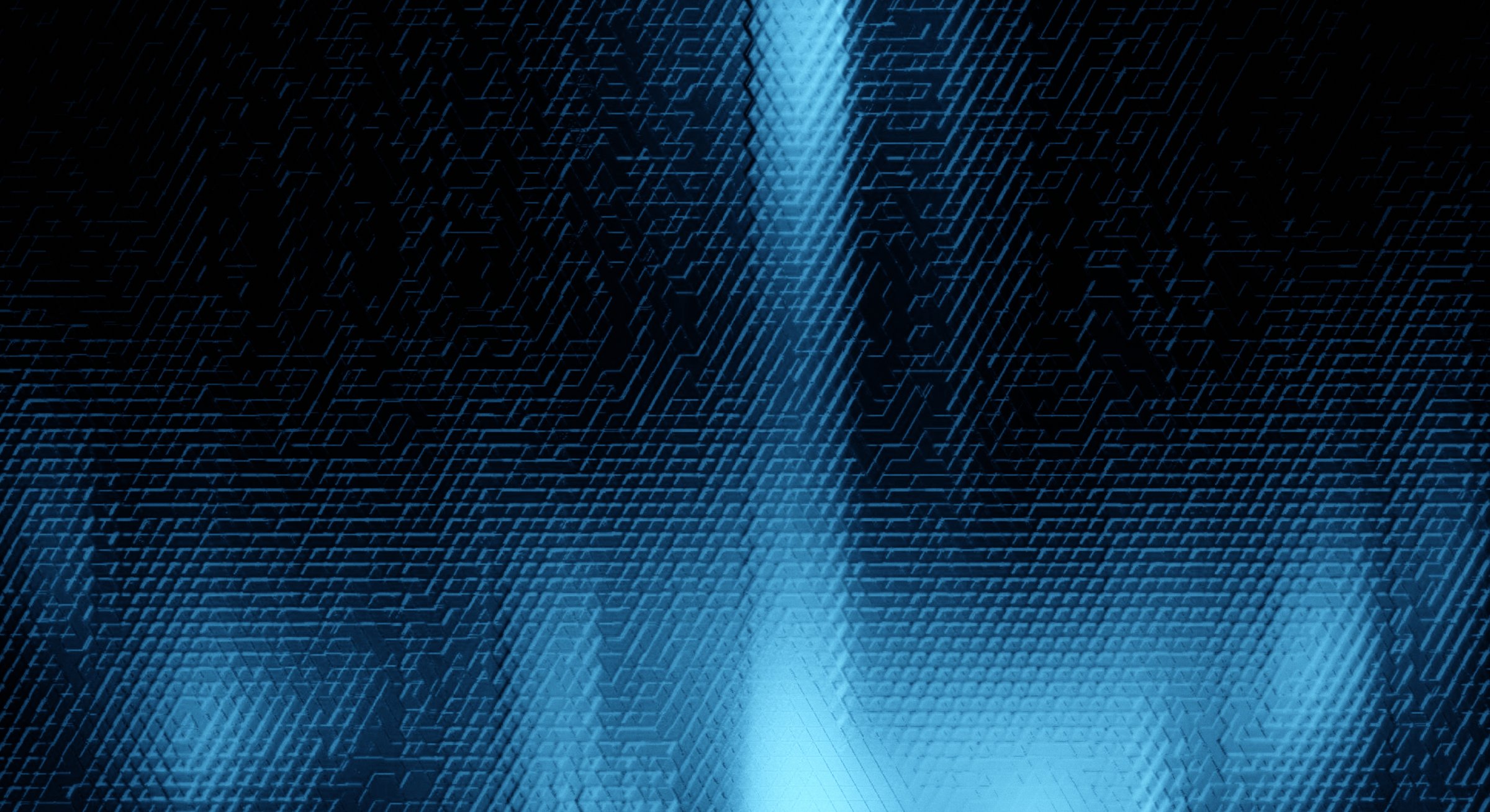 Cyber technology futuristic background illustration. Blue and black tone with intricate circuitry pattern and digital shadow play. For futuristic theme, computer system, backdrop, banner, game.