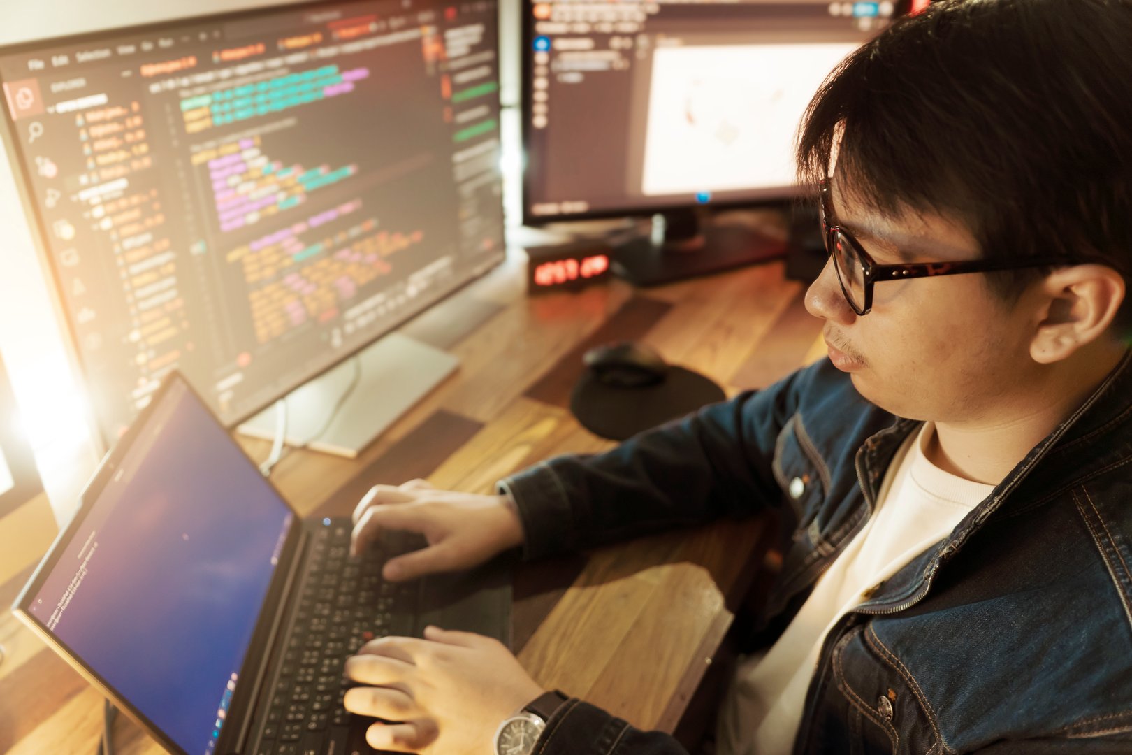 Programmer writing code, and develop software, websites, or applications using programming languages