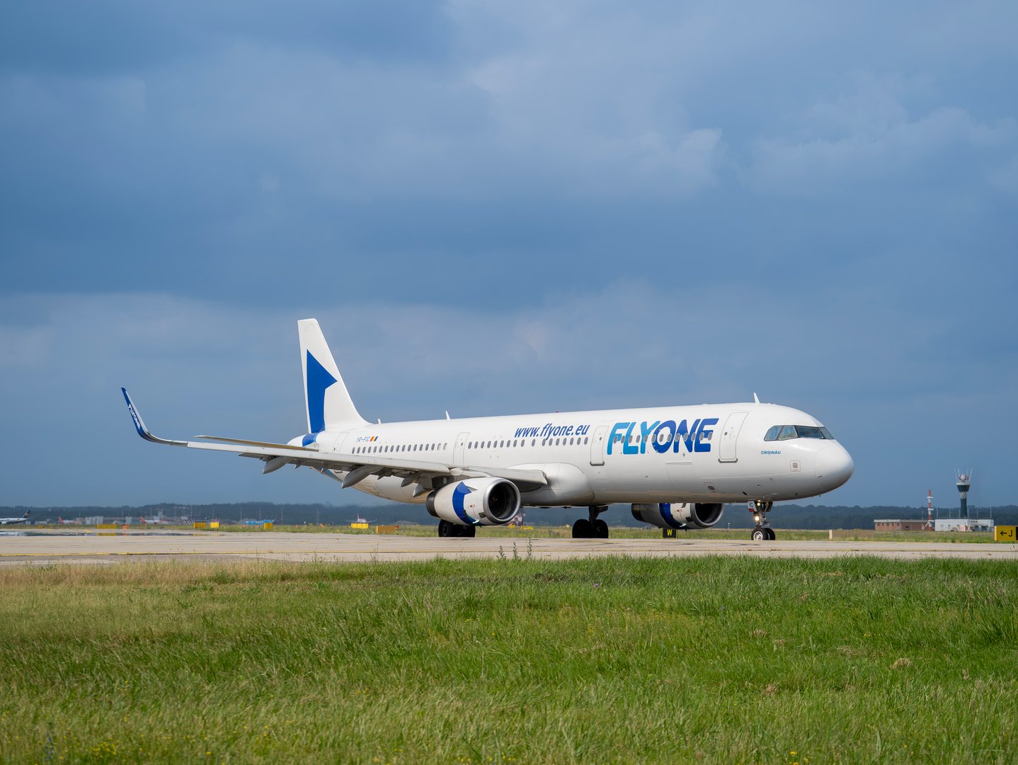 Flyone Airlines A321 is taxiing at MXP Milano Malpensa international airport