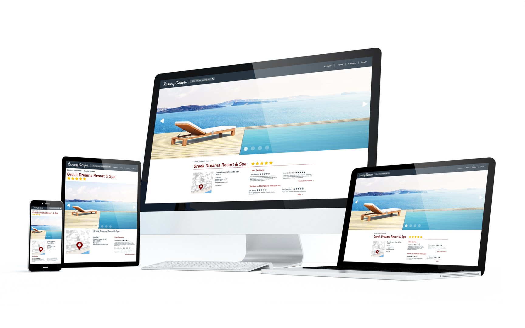mobility devices isolated with modern responsive resort and spa website design