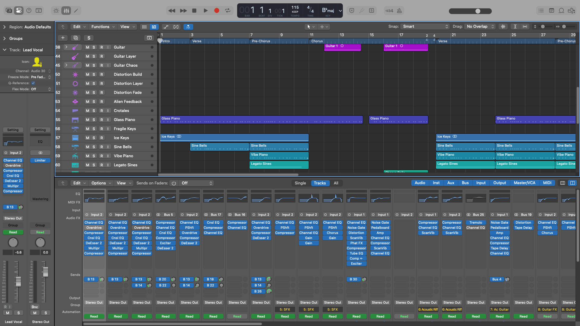 DAW Projekt Ansicht - Mixing Session