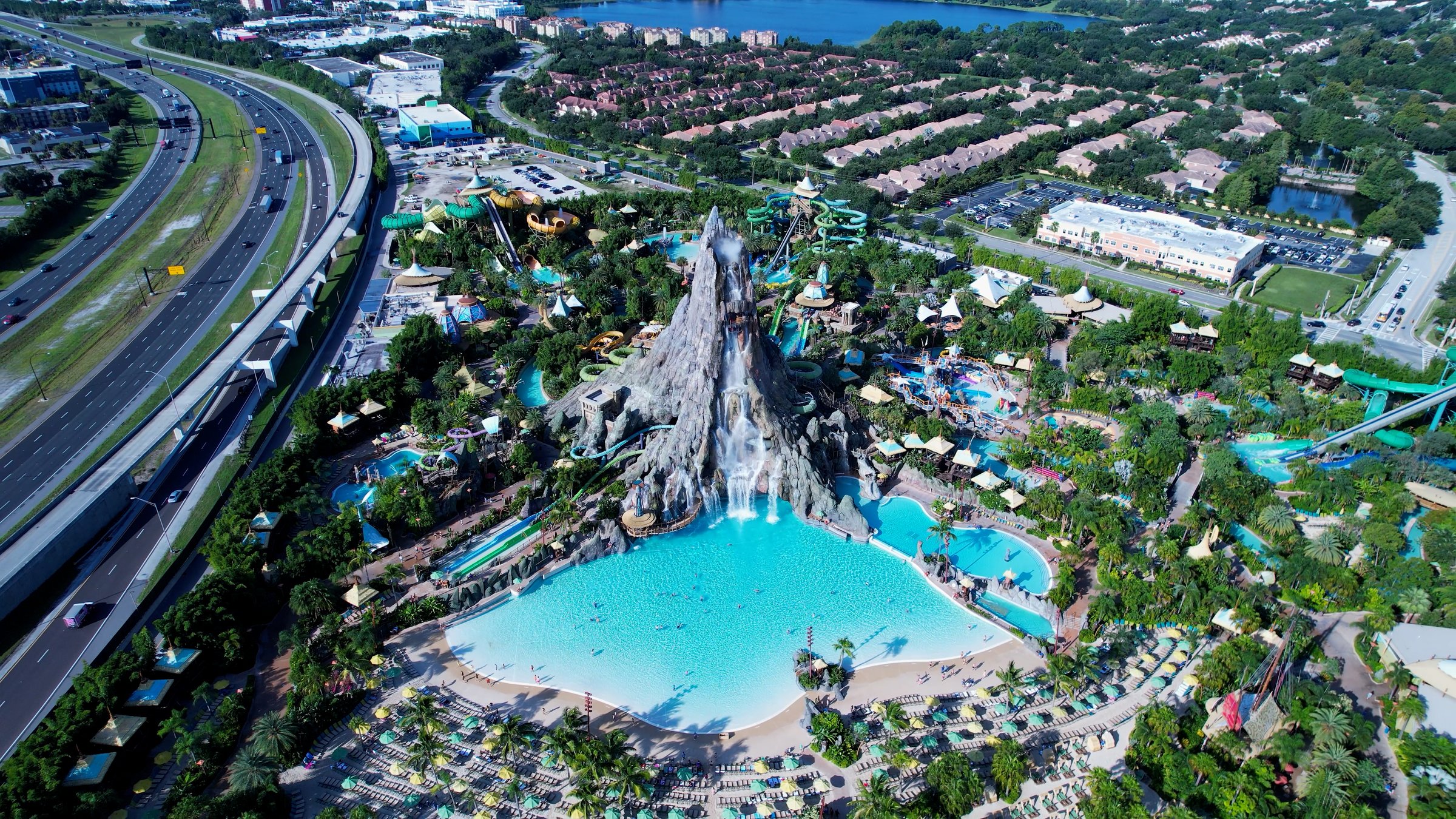Orlando Florida. Orlando United States. Panoramic aerial view of landmark amusement park of city. People have fun. Travel destination. Vacation Travel. Orlando Florida. Orlando United States.