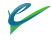 A stylized logo featuring blue and green curved shapes forming a check mark design.