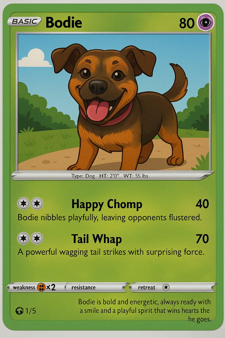 Bodie pet trading card