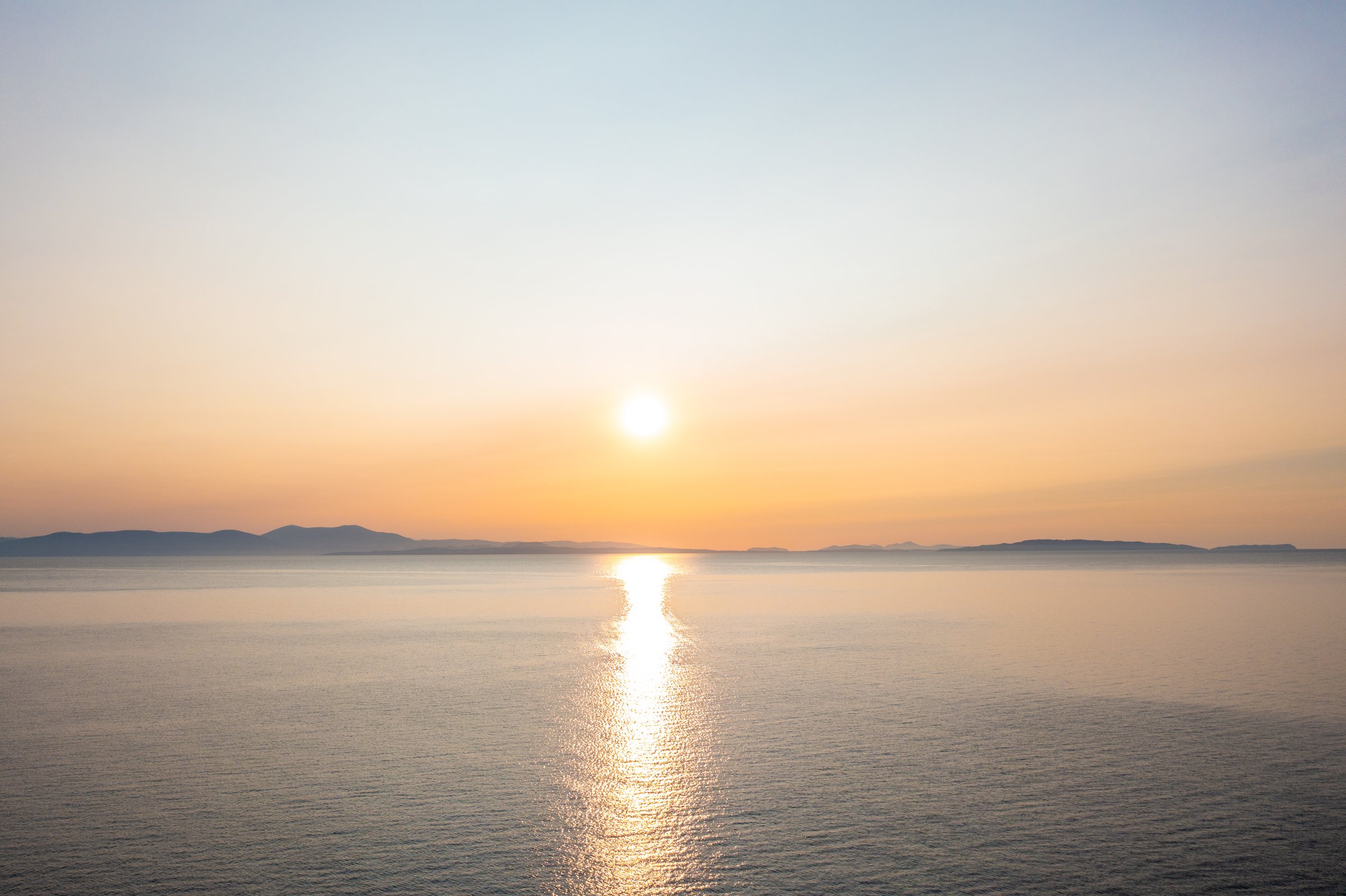 Aerial View of the Sunrise over the Mediterranean Sea in Greece
