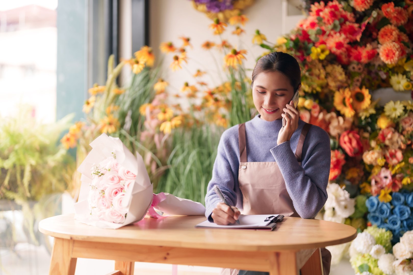 Florist with flowers