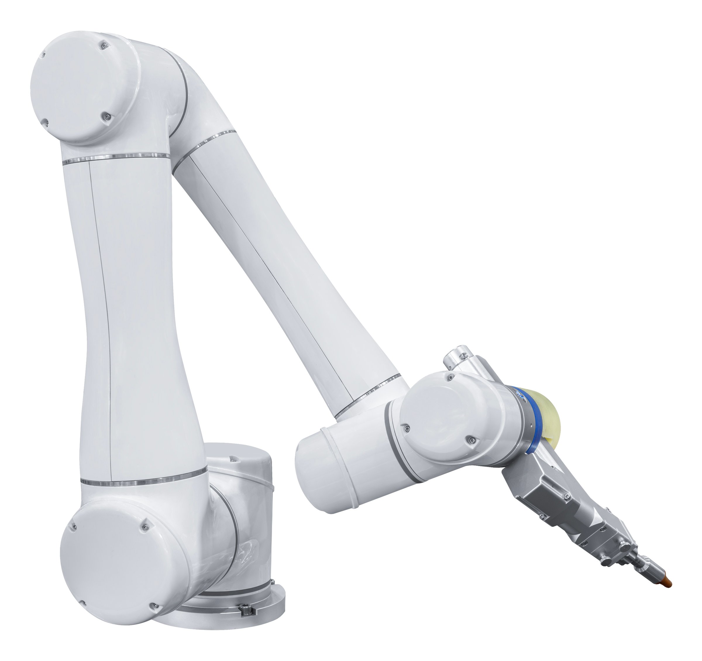 White robotic arm isolated on white background with clipping path