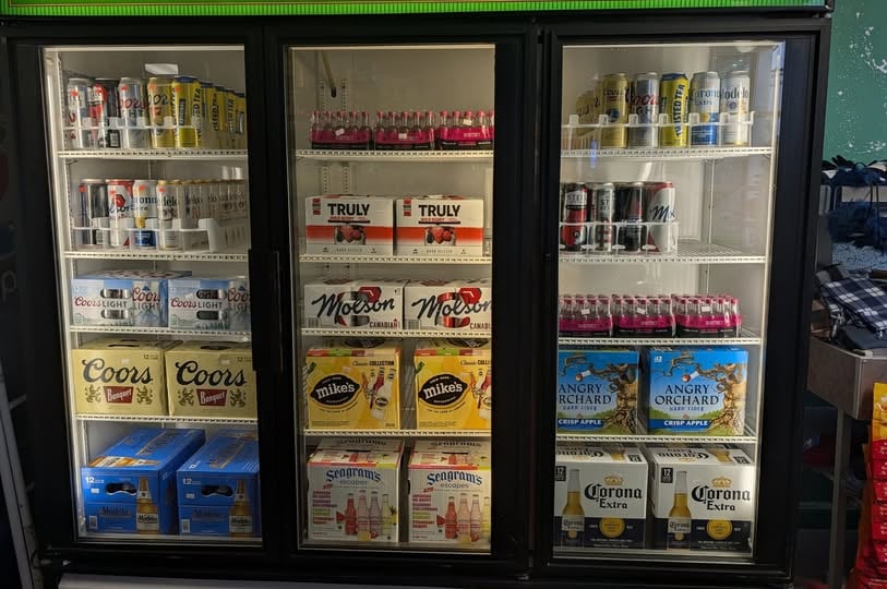 Store cooler with beverages