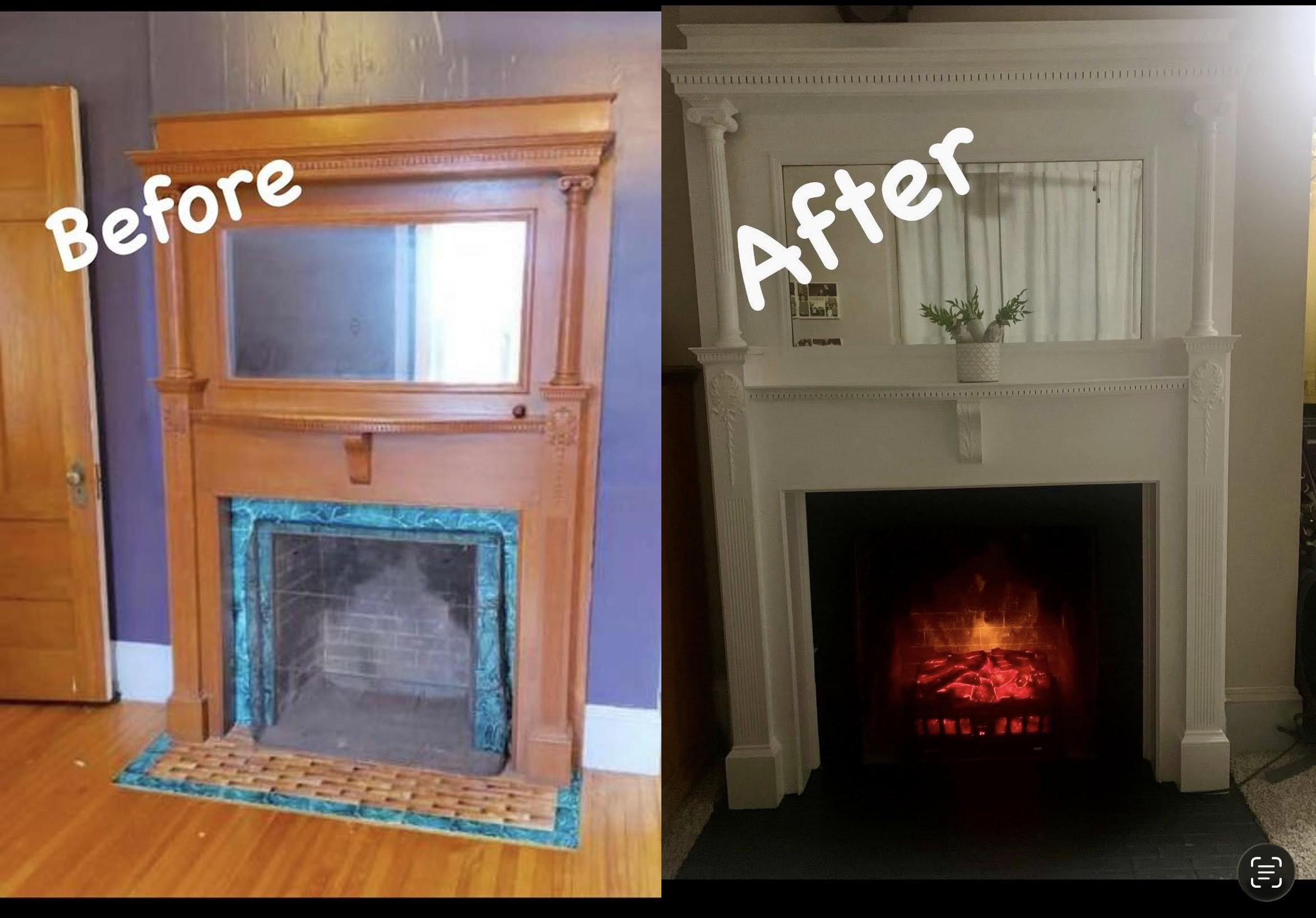 Fireplace before and after transformation