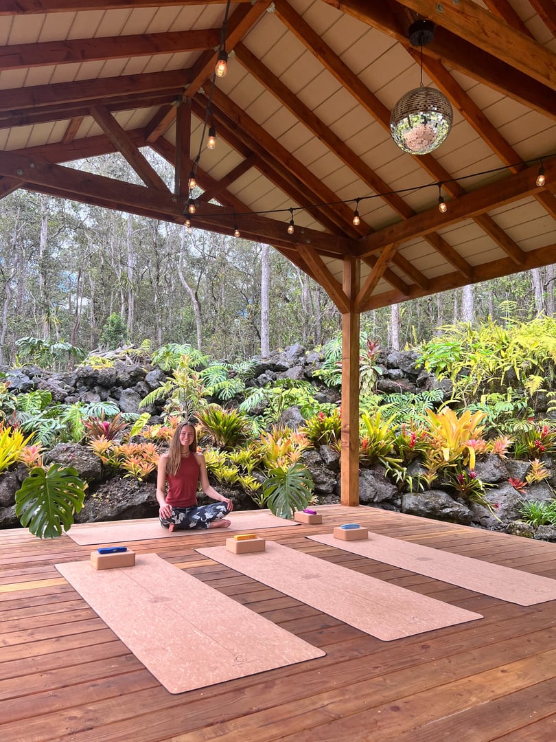 Yoga practice in the serene cloud forest setting