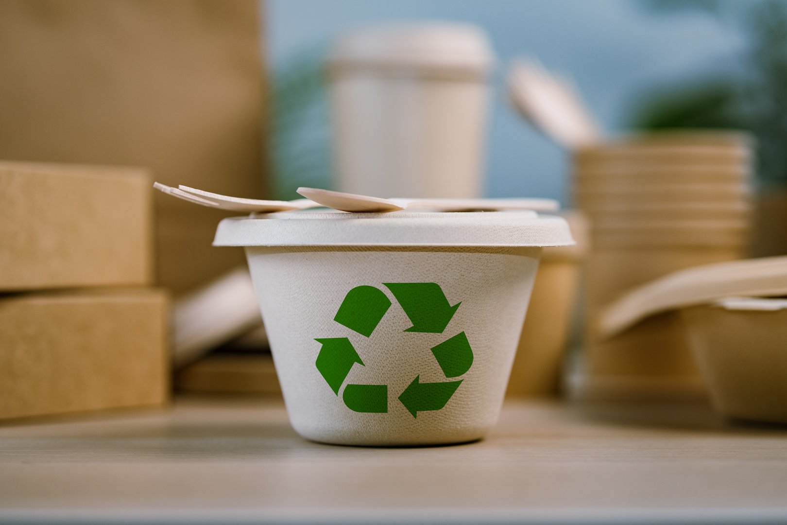 Cardboard boxes and packaging, food containers and recycling symbols, recycling concepts using green technology, investing in green businesses, good green organizations, clean communities, etc.
