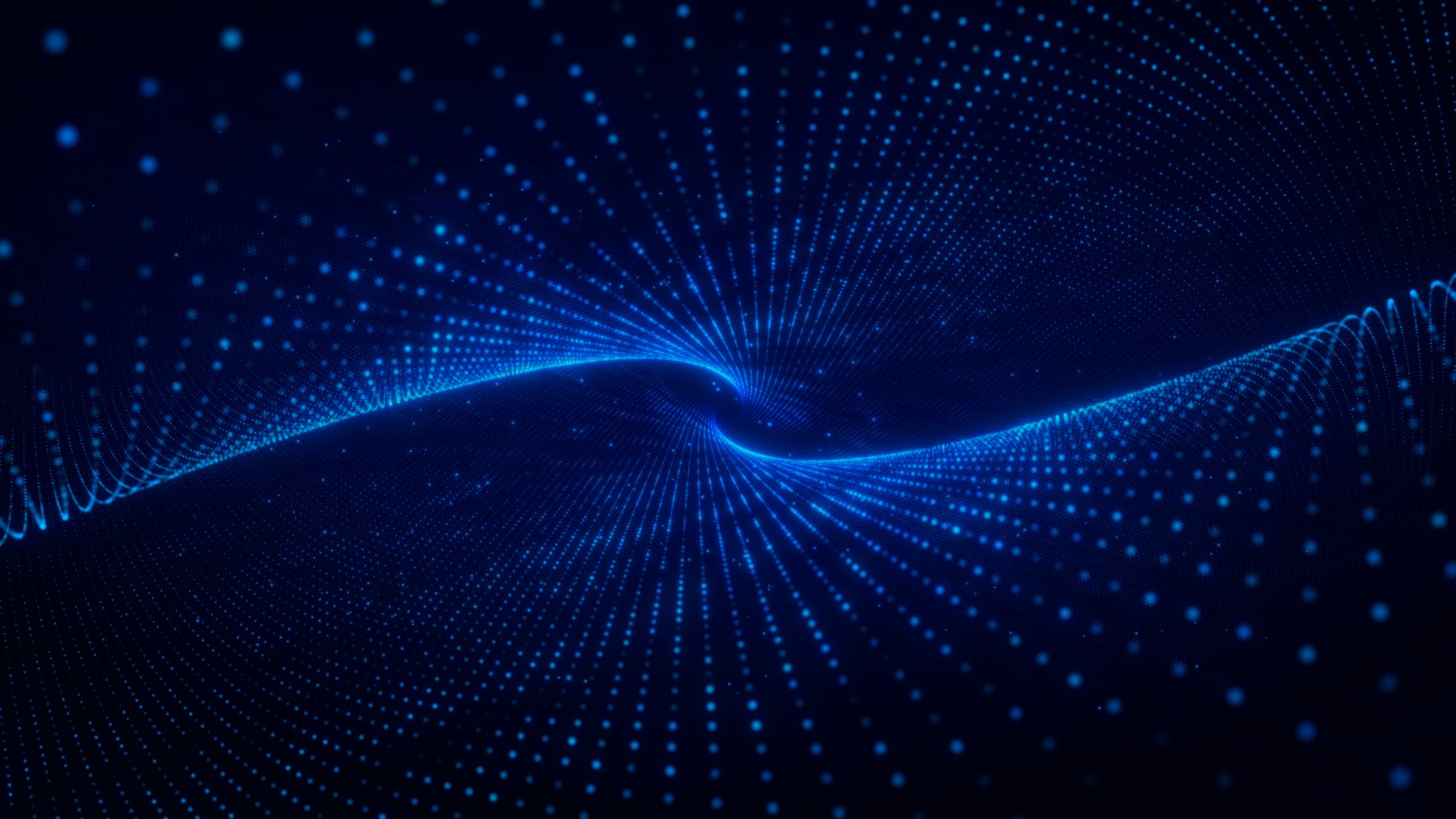 Abstract blue dot wave pattern. Digital art with flowing, futuristic style. Ideal for backgrounds, technology themes, or modern design concepts.