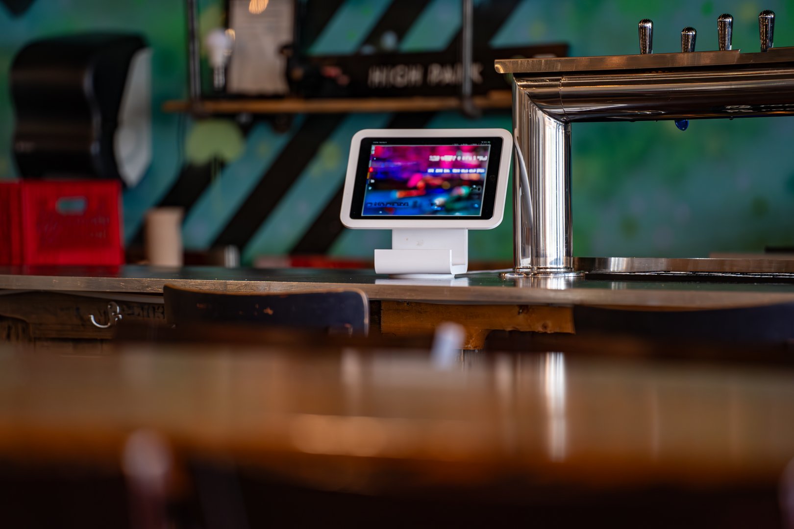 View of the tablet menu in the bar