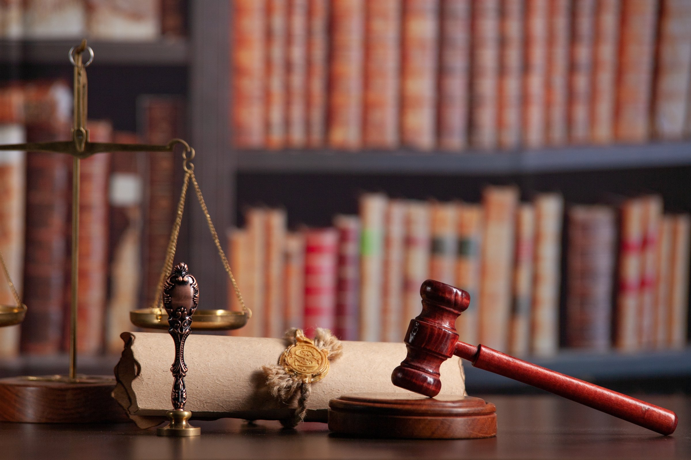 Last will and testament with wooden judge gavel document