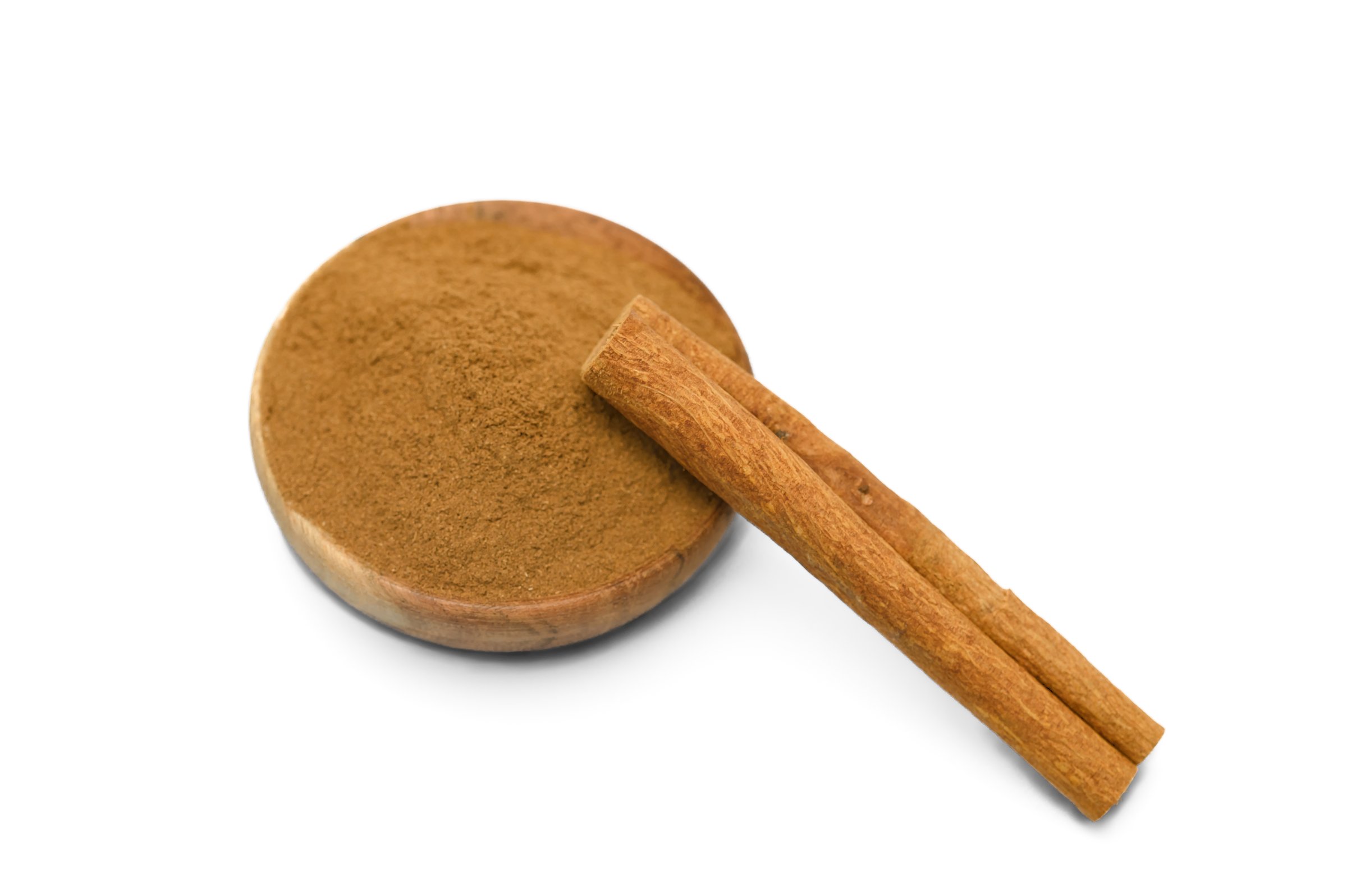 ground cinnamon bark, oriental spices, isolated, on a white background
