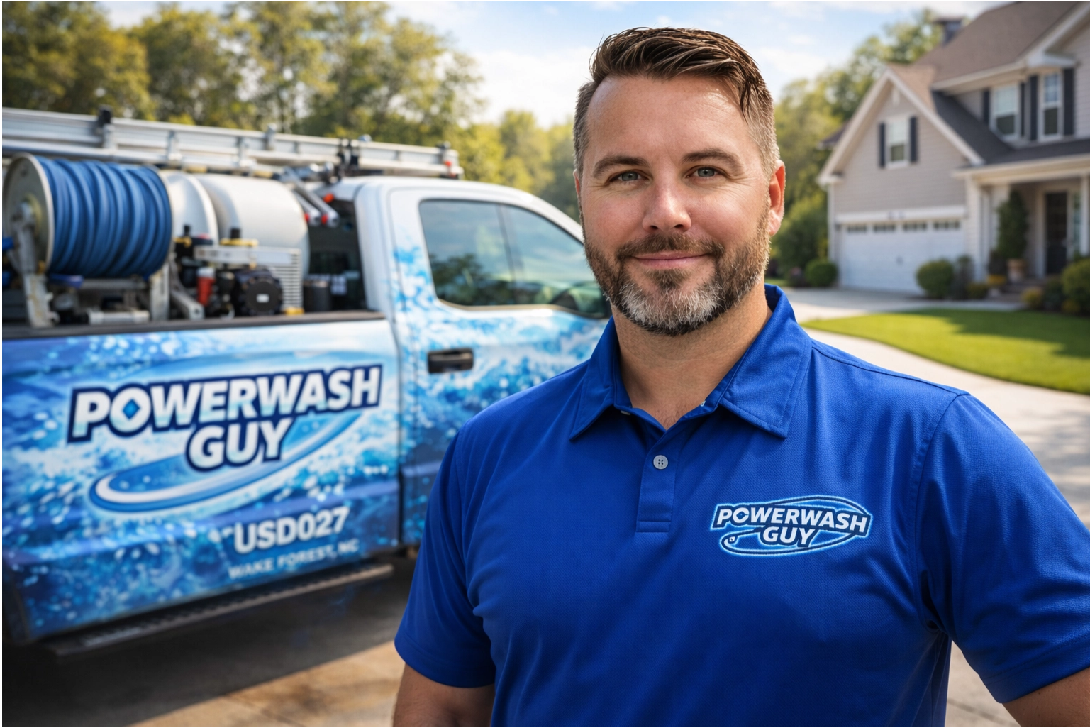 Clean modern home exterior after pressure washing