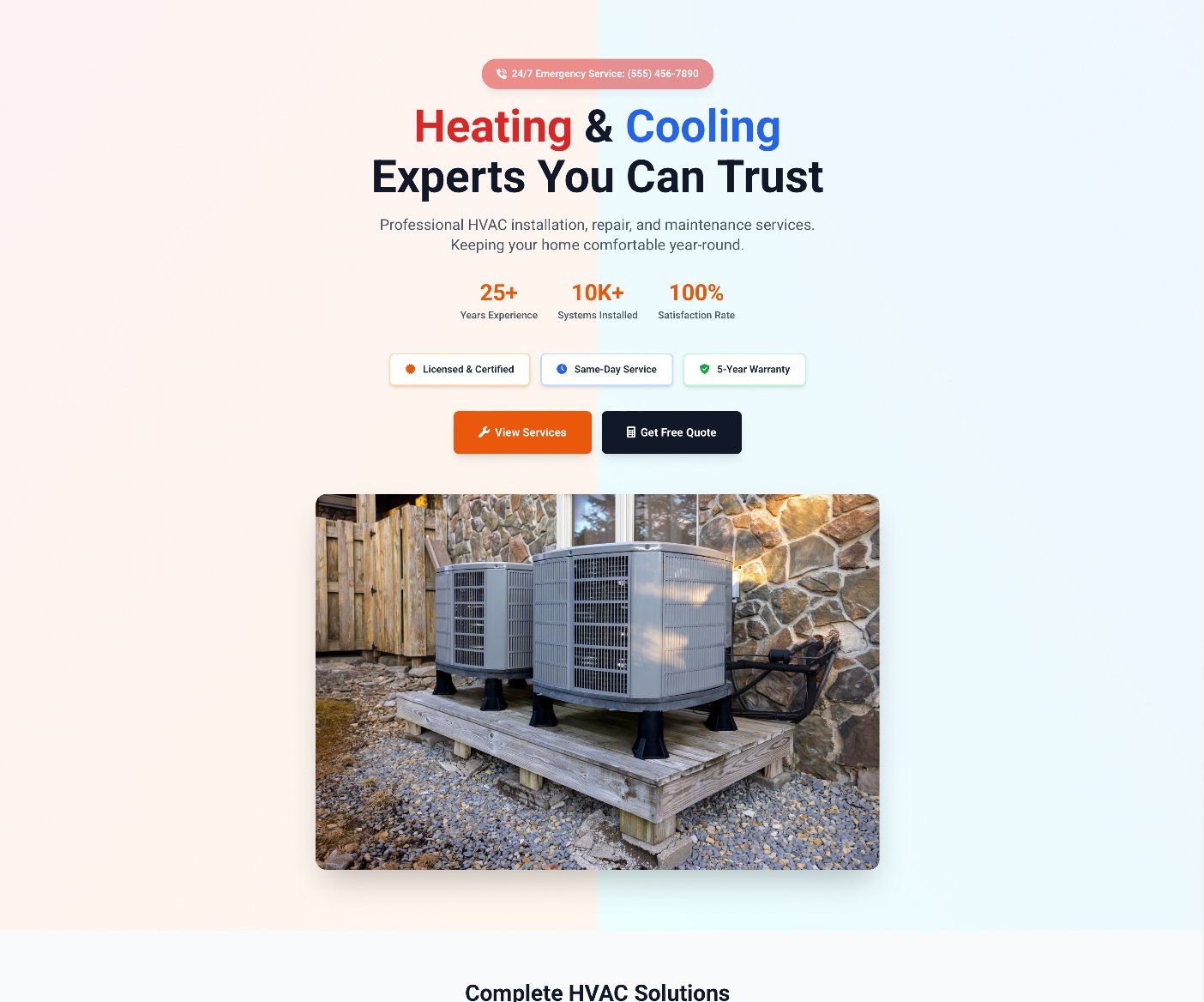 HVAC contractor website example