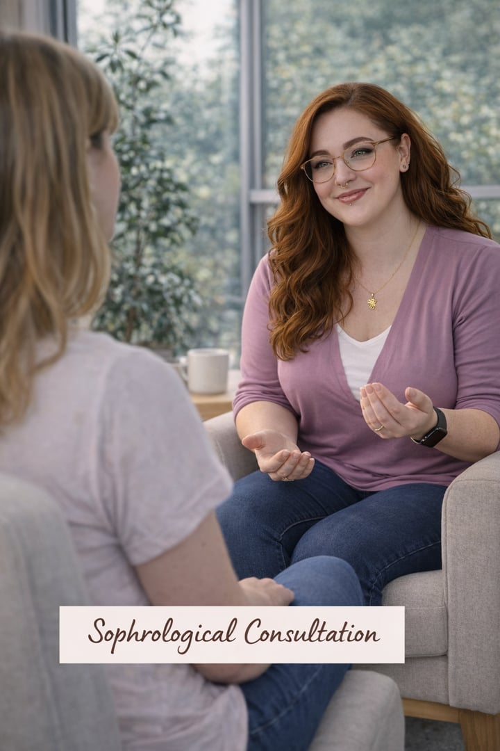 Woman practicing sophrology and relaxation