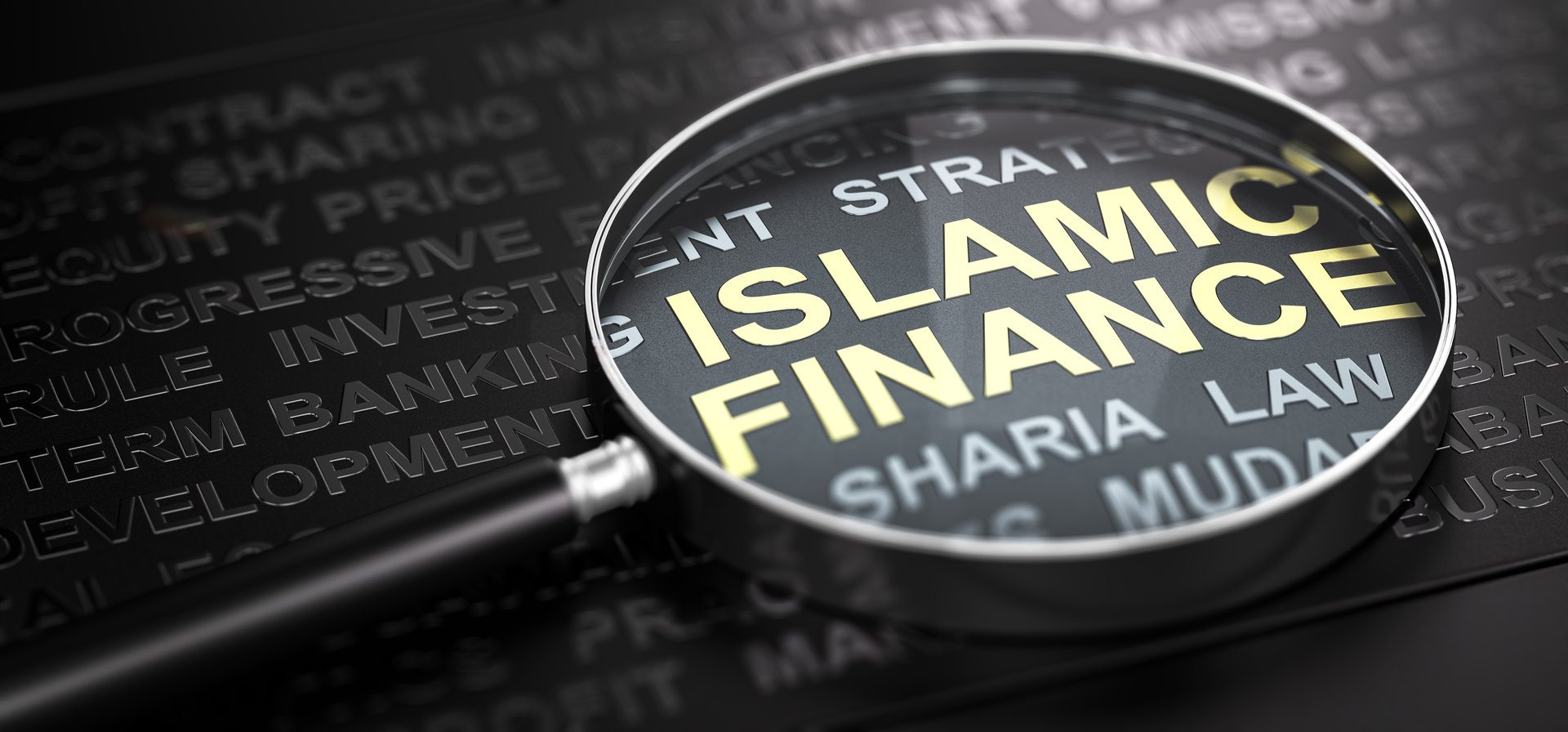 Islamic finance comparison concept with golden magnifying glass over financial options for Australian Muslims