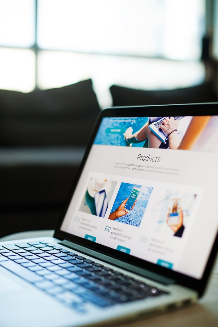 Screen of laptop with technology online shop