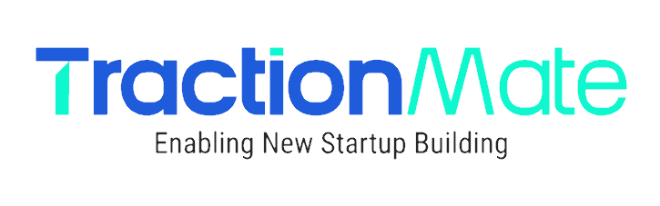 Logo of TractionMate with the tagline 'Enabling New Startup Building' in blue and green text.