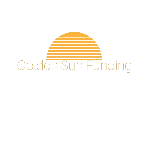 Logo of Golden Sun Funding featuring a stylized yellow sun with horizontal lines and the company name below.