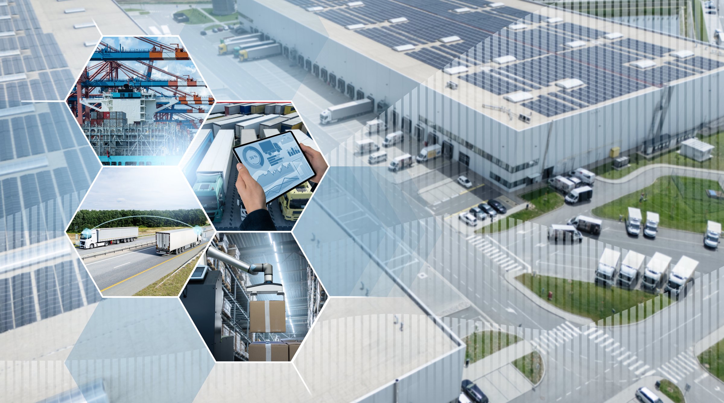 Fleet management, freight transportation and smart logistics concept.