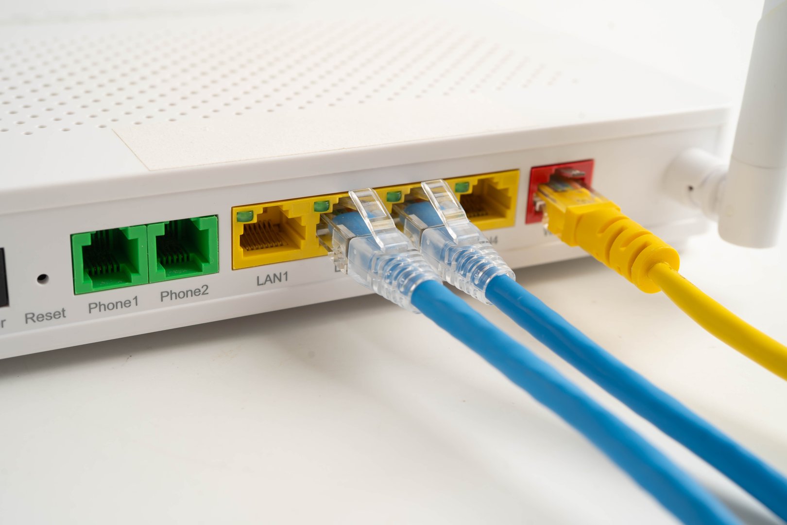 Ethernet cable with wireless router connect to internet service provider network.