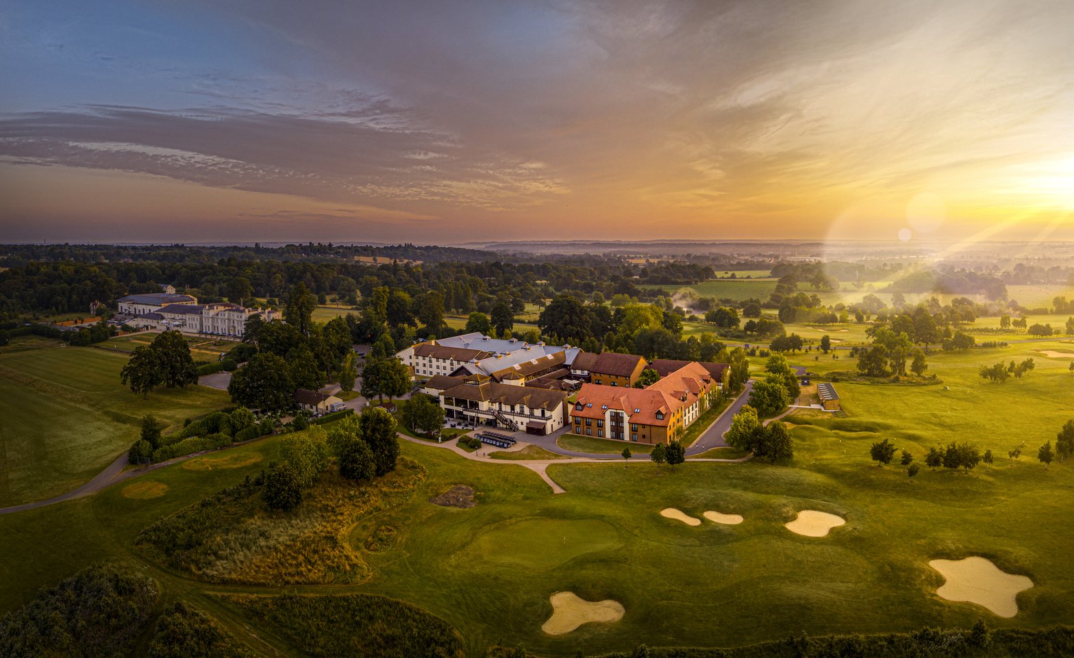 De Vere Wokefield Estate aerial panoramic view championship golf course Berkshire countryside