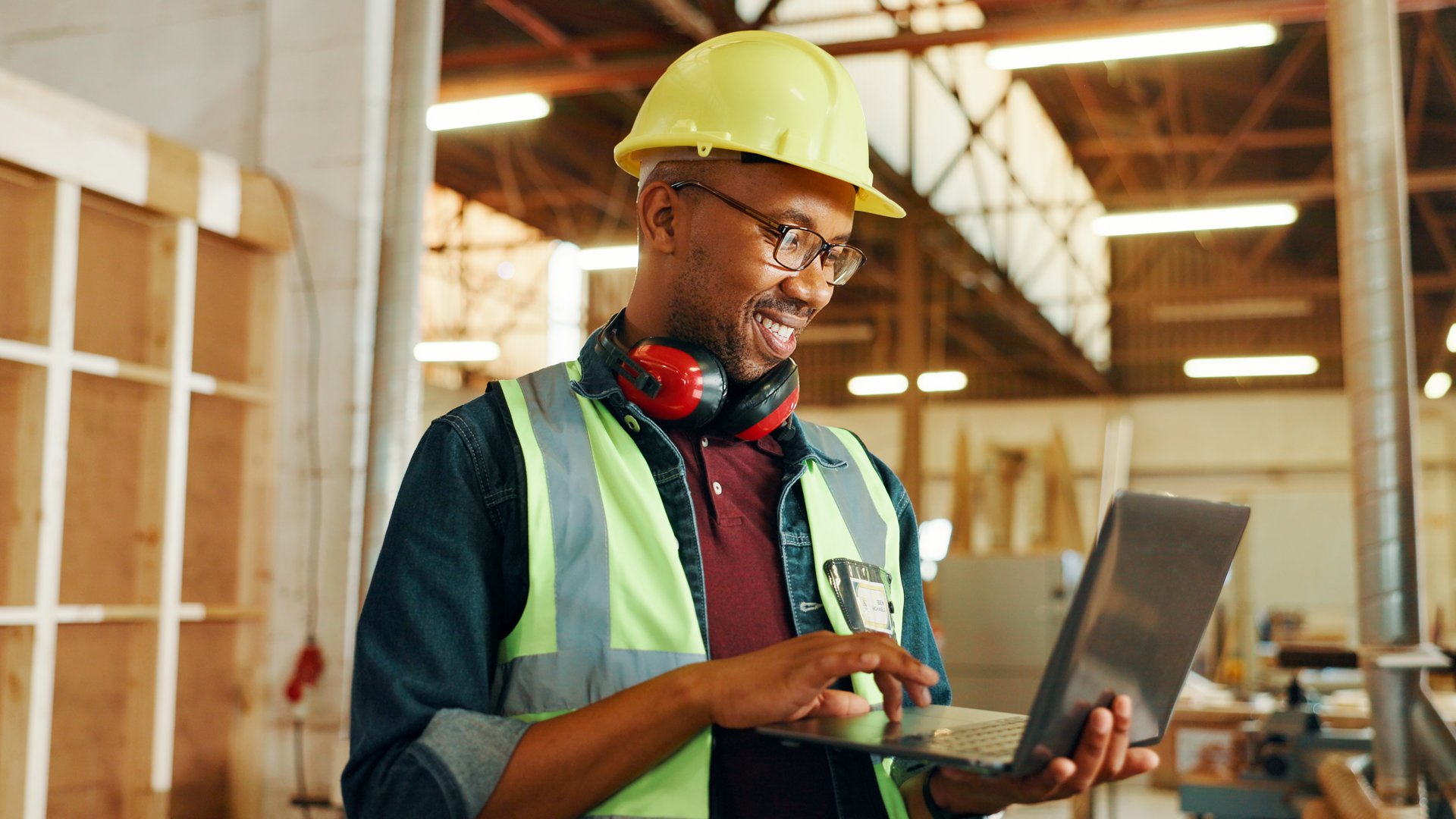 Professional contractor with laptop