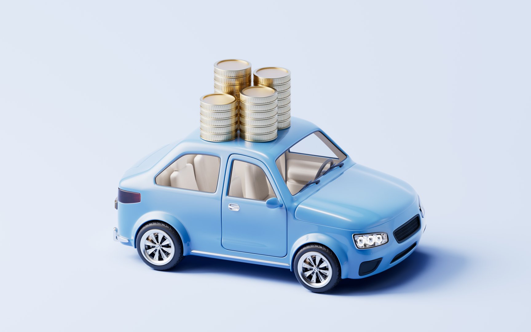 3D style automobile car and golden coins